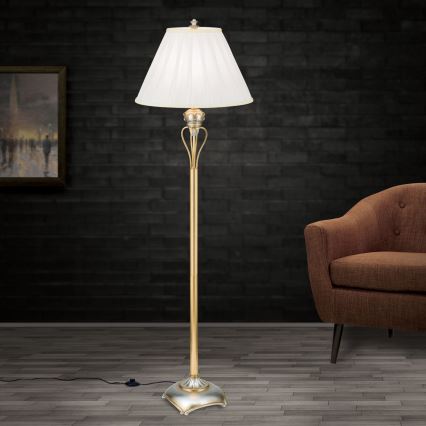 Põrandalamp TIZIA 1xE27/60W/230V valge/kuldne/paatina