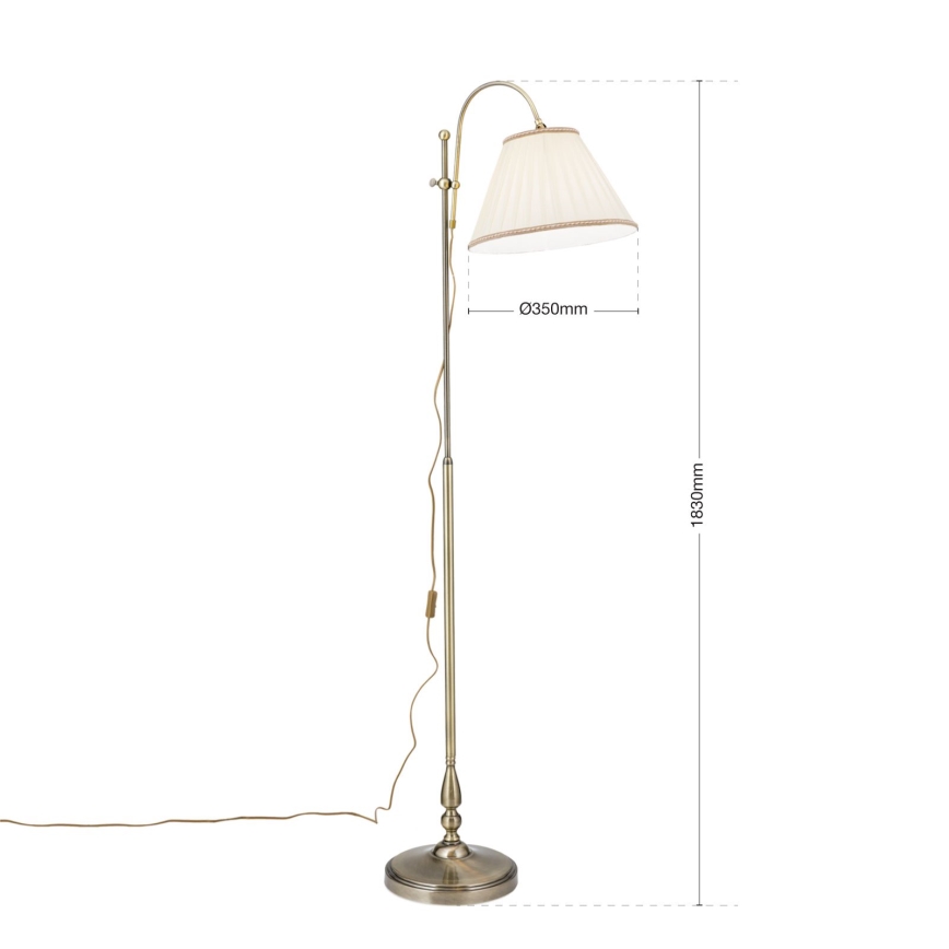 Põrandalamp TONIA 1xE27/60W/230V 183 cm valge/pronks