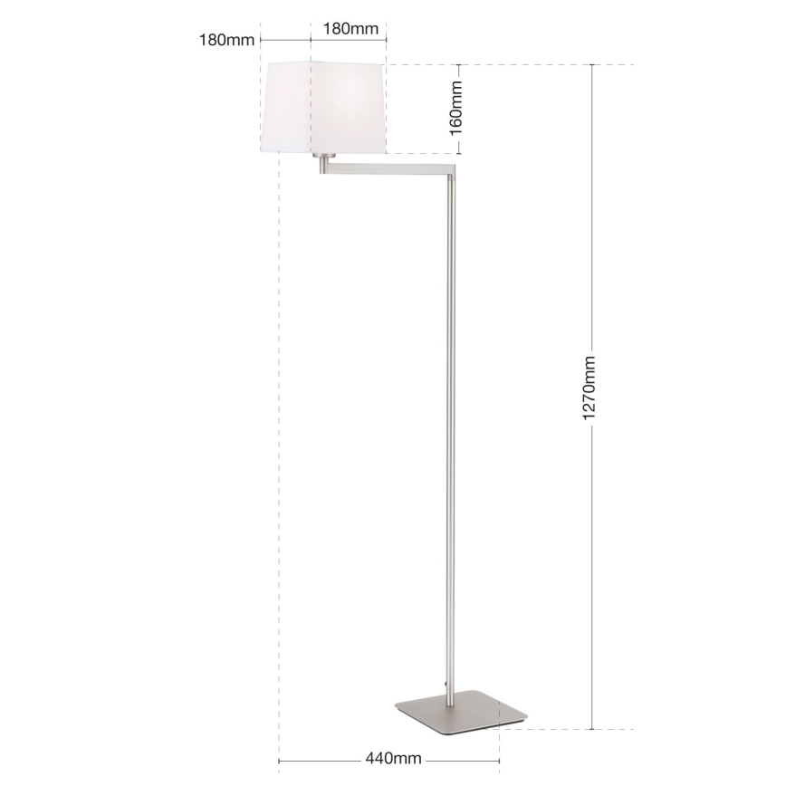 Põrandalamp CARLTON 1xE27/40W/230V valge/matt kroom