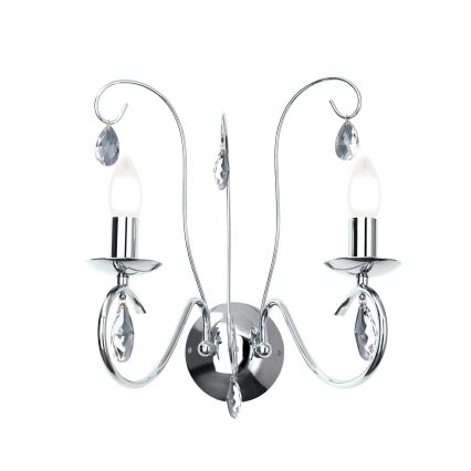 Kristallist seinavalgusti ALESSIA 2xE14/40W/230V läikiv kroom