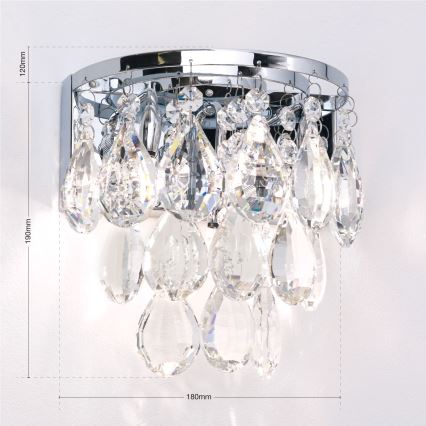 Kristallist seinavalgusti CELESTE 2xG9/40W/230V läikiv kroom
