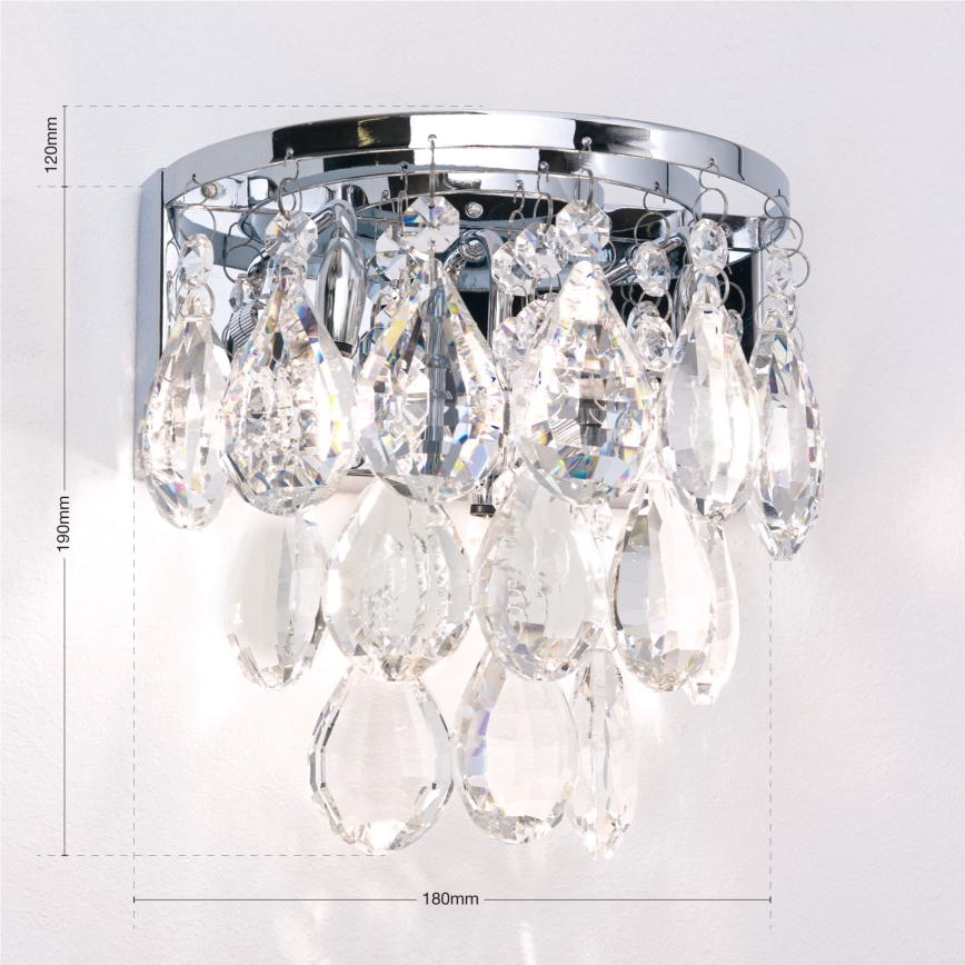 Kristallist seinavalgusti CELESTE 2xG9/40W/230V läikiv kroom