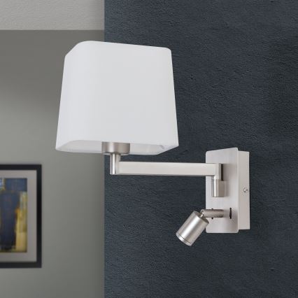 LED Seinavalgusti CARLTON 1xE27/40W/230V + LED/3W valge/matt kroom