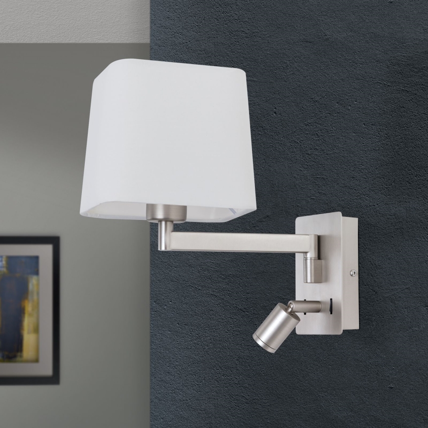 LED Seinavalgusti CARLTON 1xE27/40W/230V + LED/3W valge/matt kroom