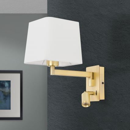 LED Seinavalgusti CARLTON 1xE27/40W/230V + LED/3W valge/kuldne