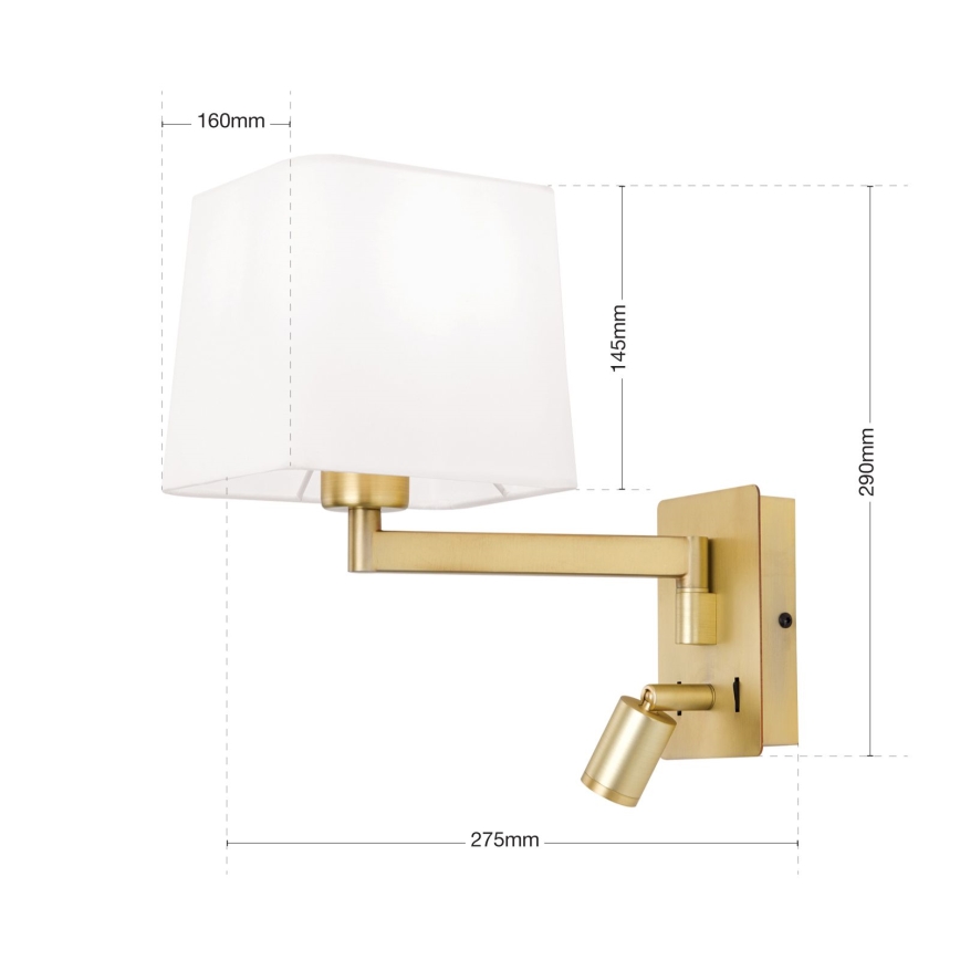 LED Seinavalgusti CARLTON 1xE27/40W/230V + LED/3W valge/kuldne