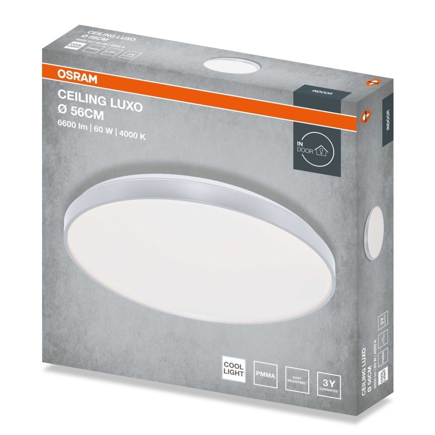 Osram - CEILING LUXO LED laevalgusti 60W/230V, läbimõõt 56 cm, hõbedane