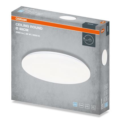 Osram - CEILING ROUND LED ümmargune laelamp, 36 W, 230 V, 6500 K, läbimõõt 48 cm, valge