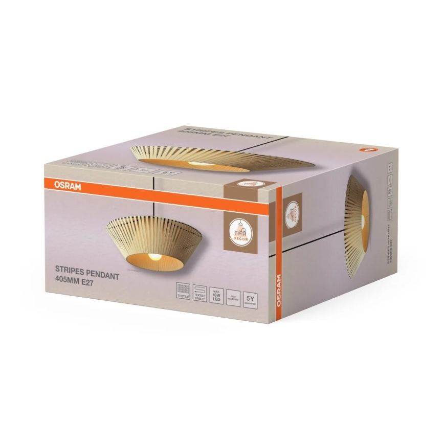 Osram - DECOR STRIPES ripats riputuskaabliga 1xE27/10W/230V, läbimõõt 40,5 cm, beež