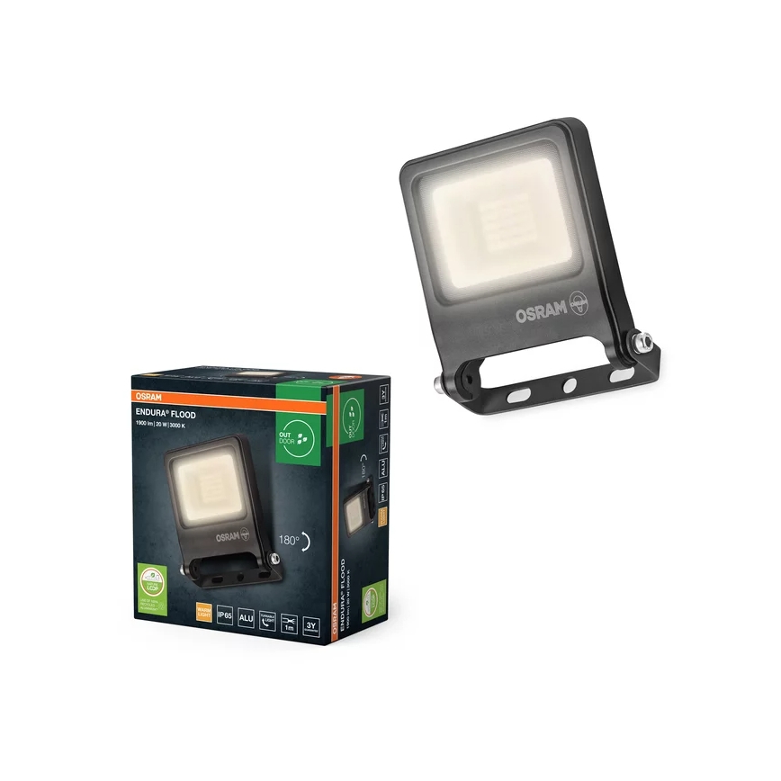 Osram - ENDURA LED prožektor 20W/230V, 3000K, IP65, antratsiit