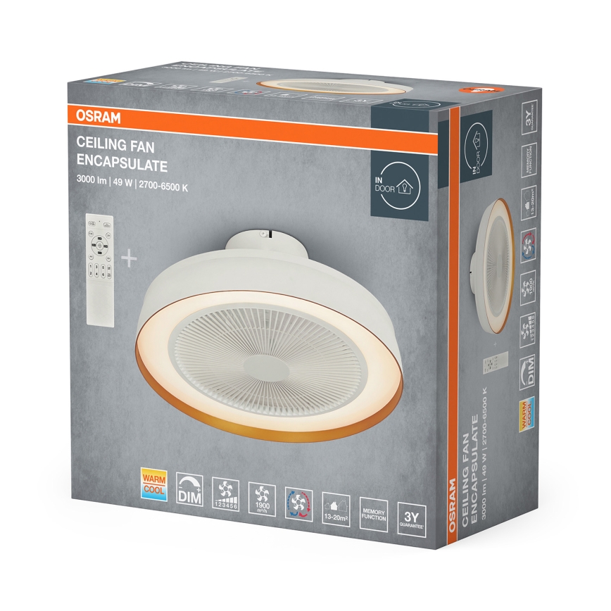 Osram - LED hämardatav laevalgusti ventilaatoriga/49W/230V 2700-6500K valge/kuldne + kaugjuhtimispult