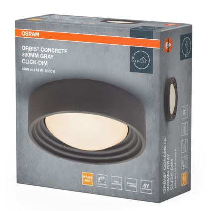 Osram - hämardatav LED-laelamp ORBIS CONCRETE LED/13W/230V läbimõõt 30 cm hall/betoon