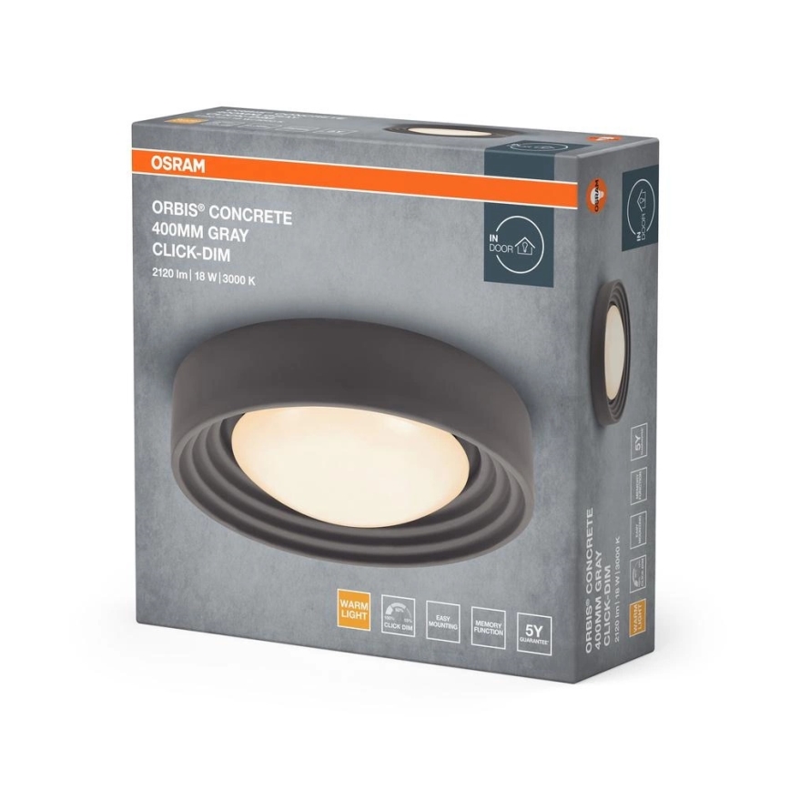 Osram - hämardatav LED-laevalgusti ORBIS CONCRETE LED/18W/230V Ø 40 cm hall/betoon