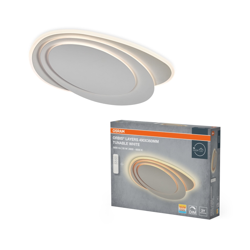 Osram - Hämardatav laelamp ORBIS LAYERS LED/50W/230V 2600-6000K 36x49 cm valge + kaugjuhtimispult