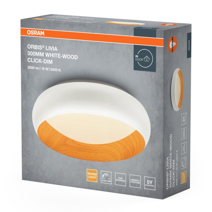 Osram - LED hämardatav laevalgusti ORBIS LIVIA LED/16W/230V läbimõõt 30 cm valge/pruun