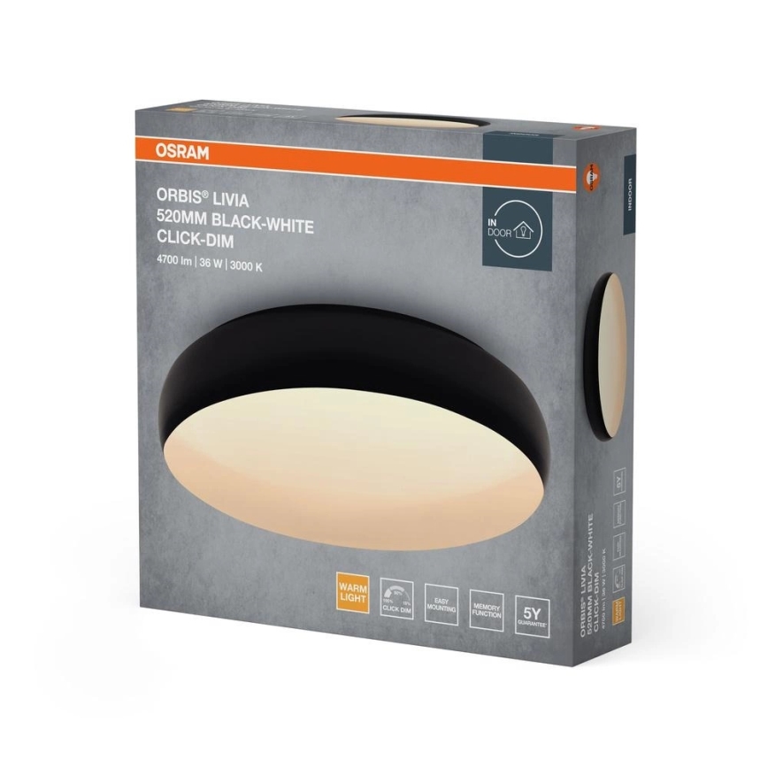 Osram - hämardatav LED-laelamp ORBIS LIVIA LED/36W/230V läbimõõt 52 cm must/valge