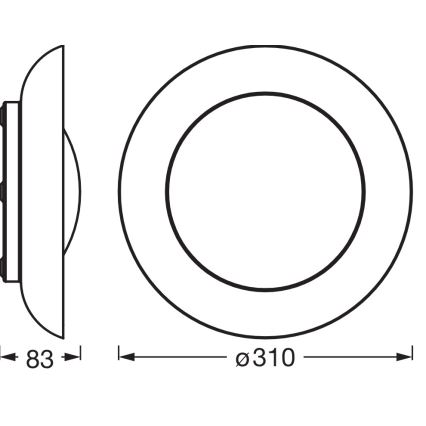 Osram - LED-hämardatav laelamp ORBIS PLATE LED/19W/230V läbimõõt 31 cm oranž/must