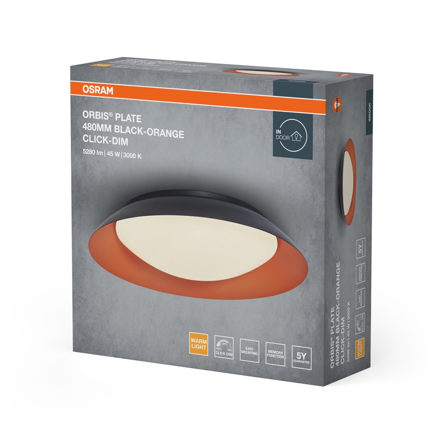 Osram - LED hämardatav laevalgusti ORBIS PLATE LED/45W/230V läbimõõt 48 cm oranž/must