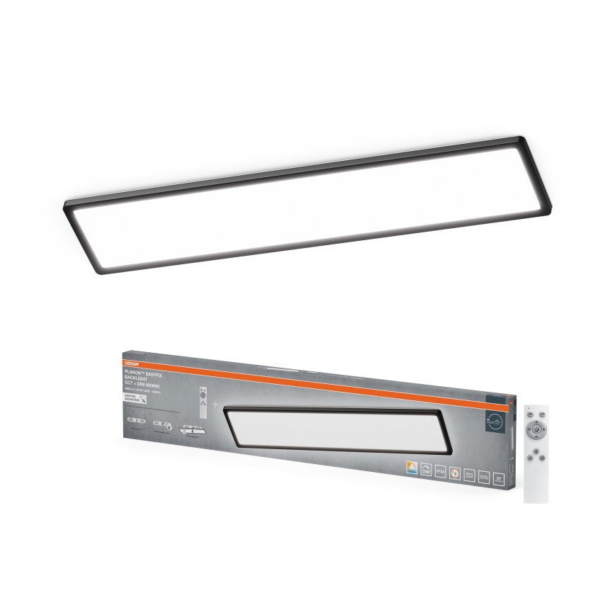 Osram - LED hämardatav vannitoa laelamp PLANON EASYFIX LED/30W/230V 2600-6000K 20x98 cm IP54 must + kaugjuhtimispult