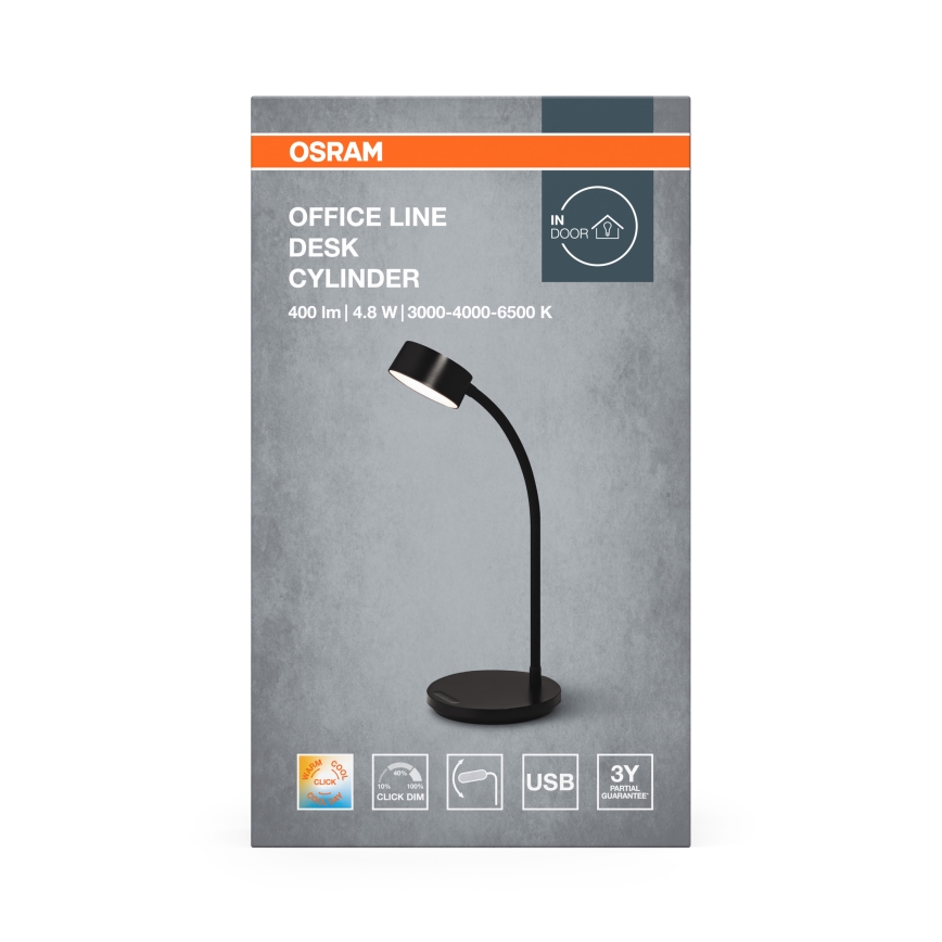 Osram - Hämardatav LED-laualamp OFFICE LINE LED/4,8W/230V 3000/4000/6500K must