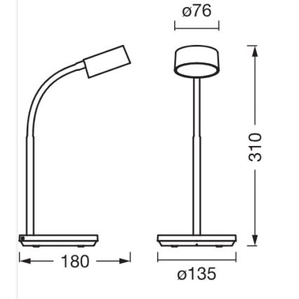 Osram - Hämardatav LED-laualamp OFFICE LINE LED/4,8W/230V 3000/4000/6500K must