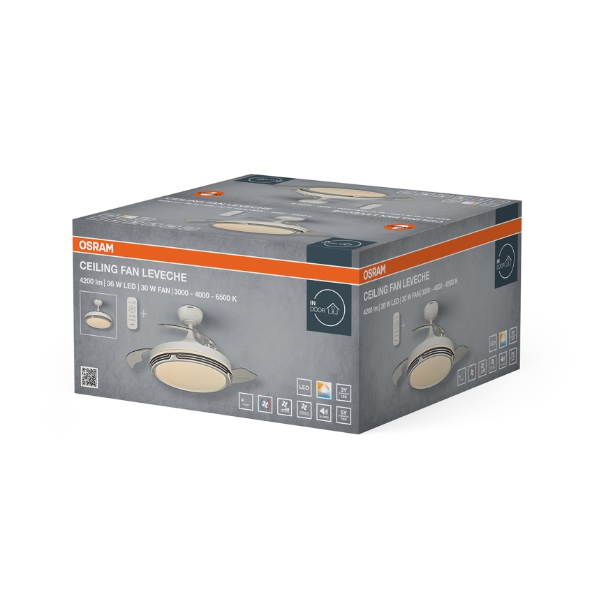 Osram - hämardatav LED-laevalgusti ventilaatoriga LEVECHE LED/36W/230V 3000/4000/6500K + kaugjuhtimispult