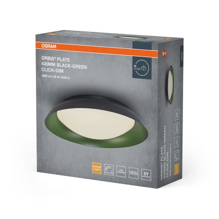 Osram - hämardatav LED-laelamp ORBIS PLATE LED/35W/230V, läbimõõt 43 cm, roheline/must