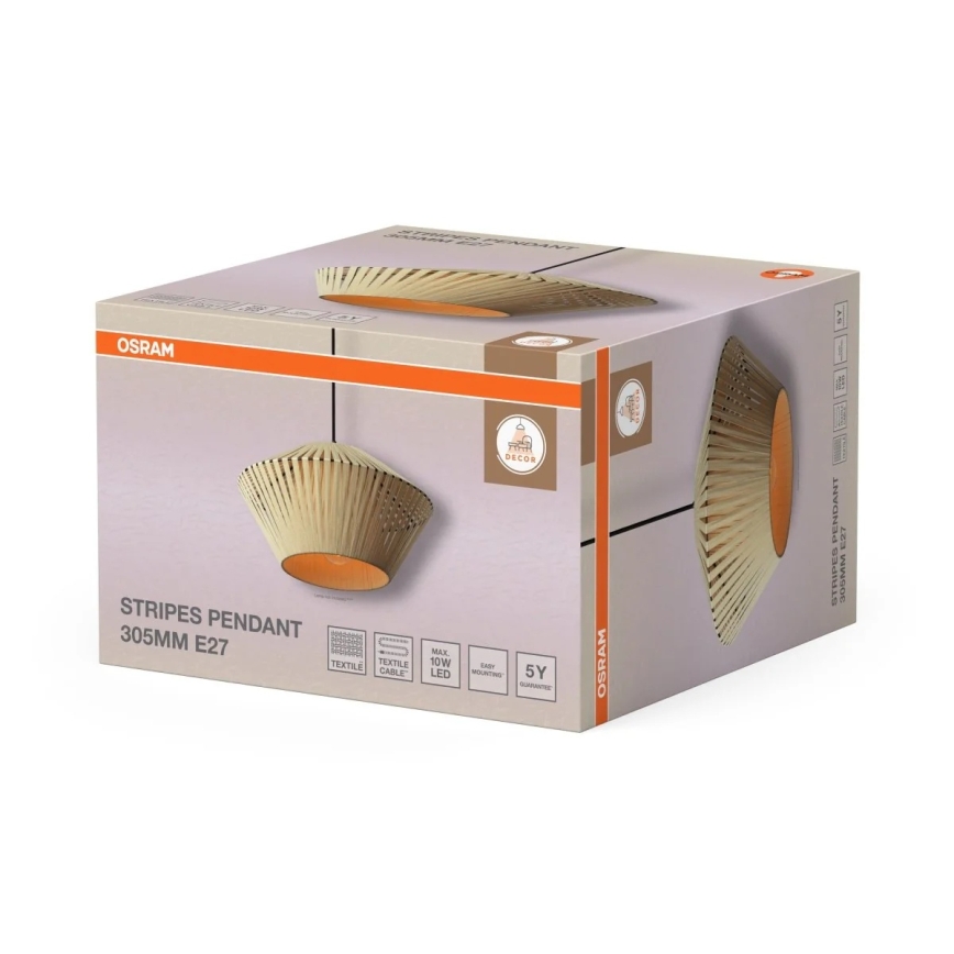 Osram - Kaabliga laelühter DECOR STRIPES 1xE27/10W/230V läbimõõt 30,5 cm beež