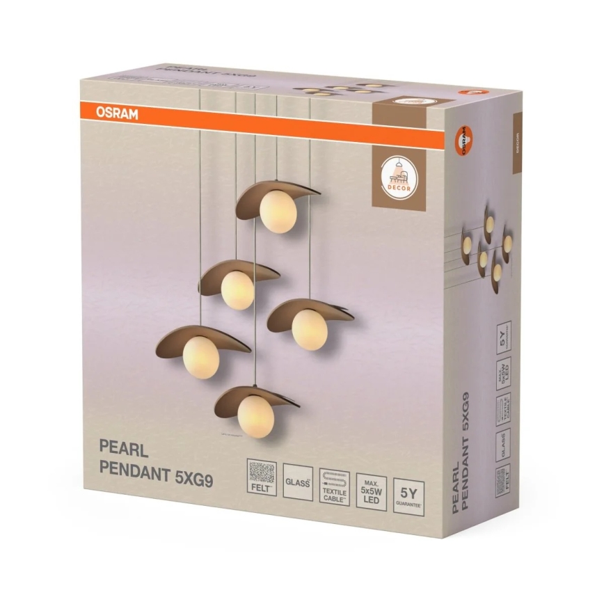 Osram - Kaabliga rippvalgusti DECOR PEARL 5xG9/5W/230V beež