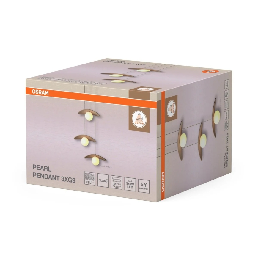 Osram - kaablil rippuv laelamp DECOR PEARL 3xG9/5W/230V beež