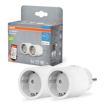 Osram - Komplekt 2x nutipistik SMART+ MATTER SCHUKO 2300W/230V/10A Wi-Fi valge
