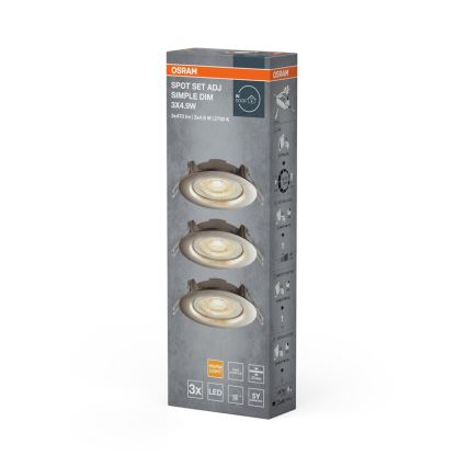 Osram - Komplekt 3x hämardatavat süvistatavat laevalgustit LED/4,9W/230V