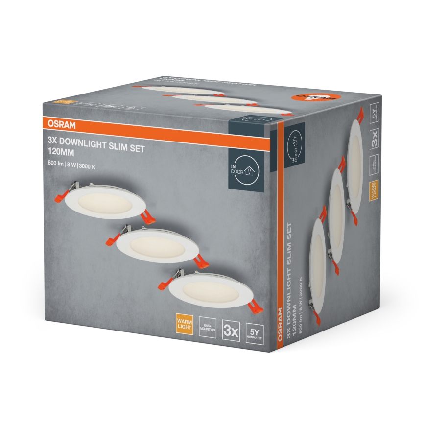 Osram - Komplekt 3 tk sissepaigaldatav laevalgusti SPOT LED/8W/230V 3000K, läbimõõt 12 cm, valge