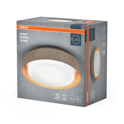 Osram - laelamp ORBIS MADRID 2xE27/10W/230V läbimõõt 29 cm puitviimistlus