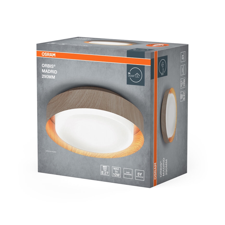 Osram - laelamp ORBIS MADRID 2xE27/10W/230V läbimõõt 29 cm puitviimistlus