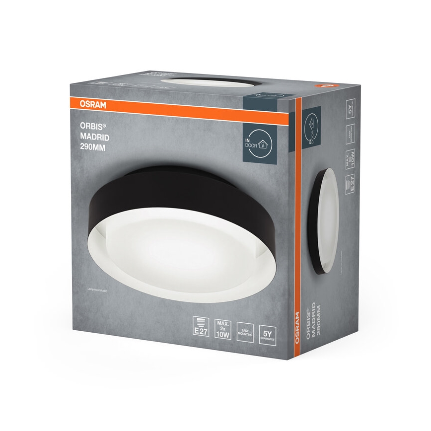 Osram - laelamp ORBIS MADRID 2xE27/10W/230V Ø 29 cm must