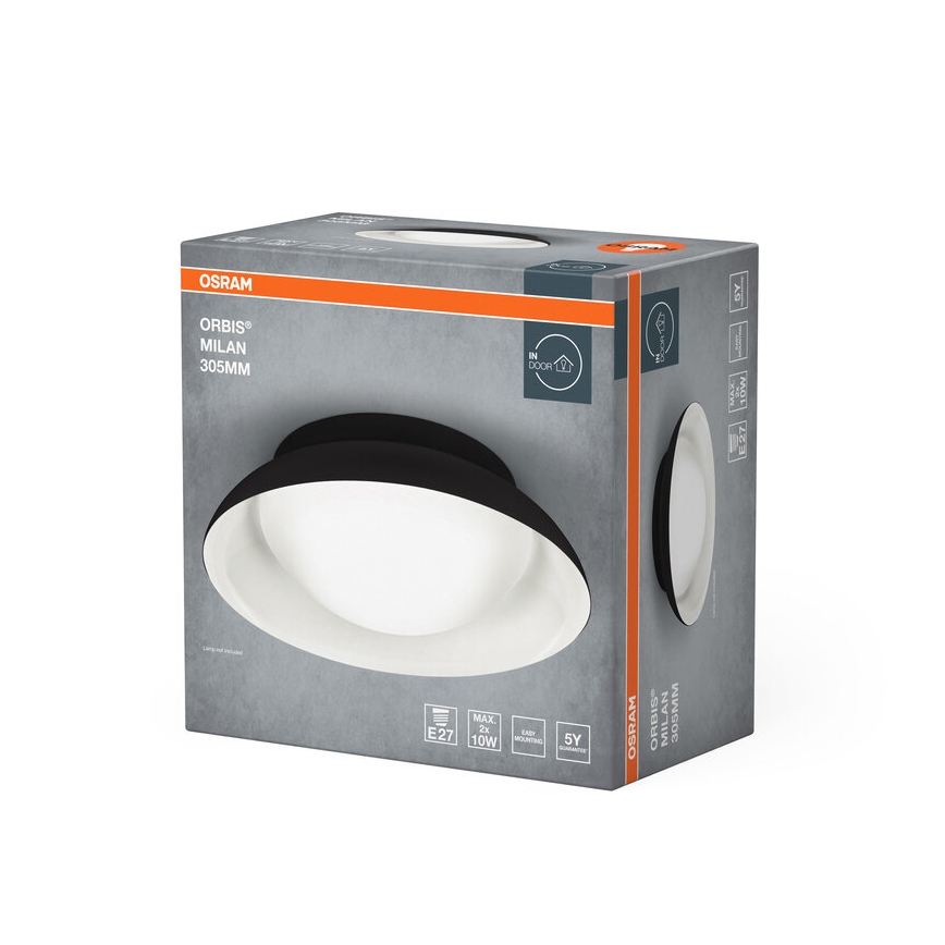Osram - laelamp ORBIS MILAN 2xE27/10W/230V, läbimõõt 30,5 cm, must