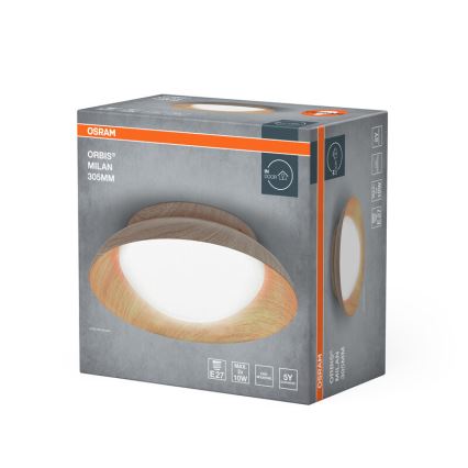 Osram - Laelamp ORBIS MILAN 2xE27/10W/230V läbimõõt 30,5 cm puitviimistlus