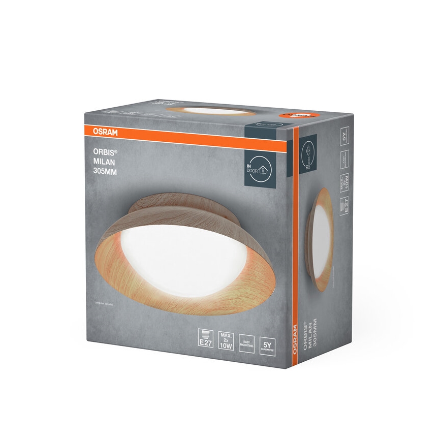Osram - Laelamp ORBIS MILAN 2xE27/10W/230V läbimõõt 30,5 cm puitviimistlus