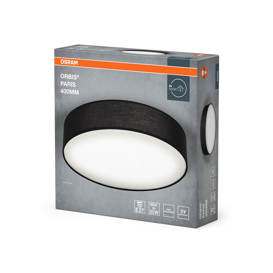 Osram - laelamp ORBIS PARIS 2xE27/25W/230V läbimõõt 40 cm must