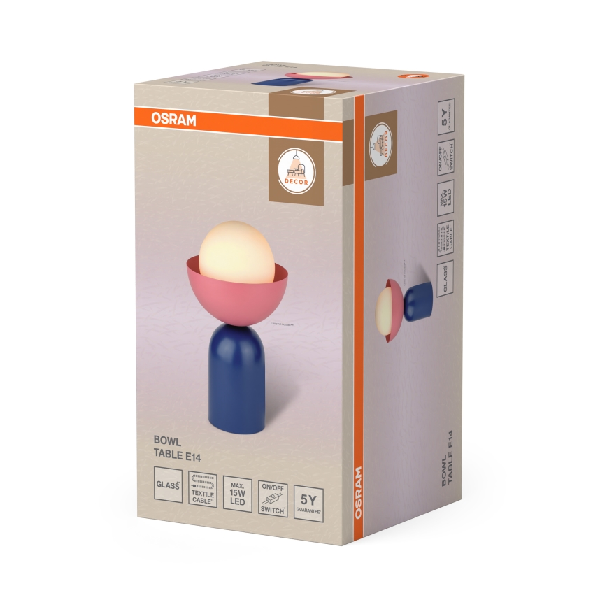 Osram - laualamp DECOR BOWL 1xE14/25W/230V sinine/roosa