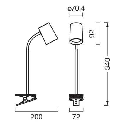 Osram - Laualamp klambriga DESK LINE 1xGU10/9W/230V must
