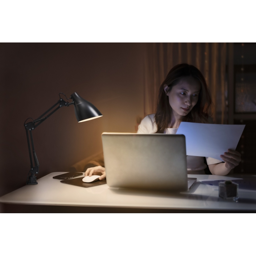 Osram - lauavalgusti klambriga DESK LINE 1xE27/11W/230V, must