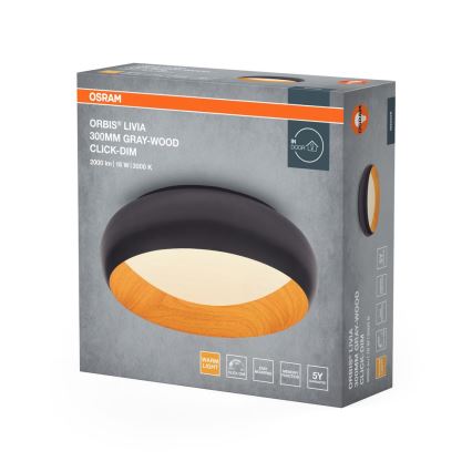 Osram - hämardatav LED-laelamp ORBIS LIVIA LED/16W/230V, läbimõõt 30 cm, antratsiit/pruun