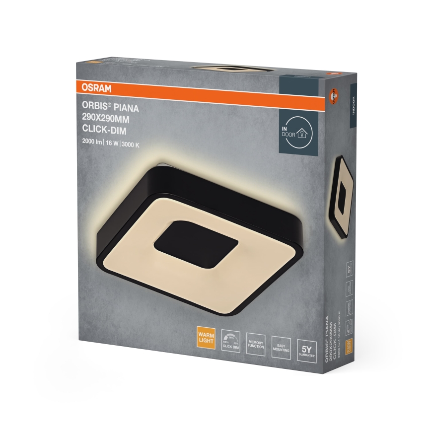 Osram - LED Hämardatav laelamp ORBIS PIANA LED/16W/230V 29x29 cm must