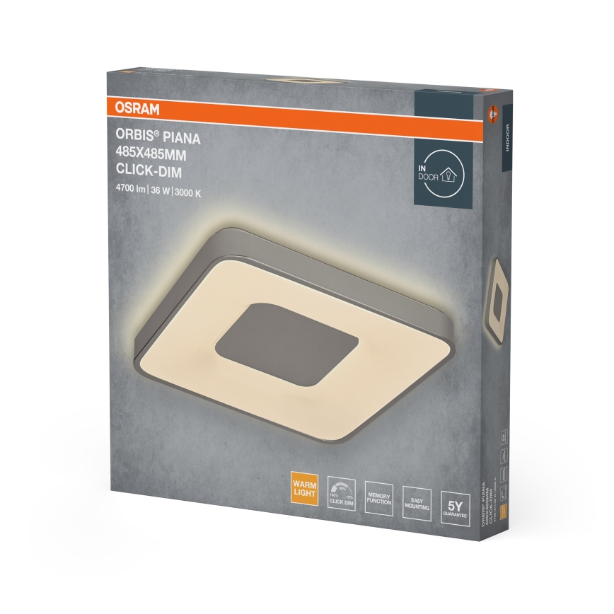 Osram - LED Hämardatav laevalgusti ORBIS PIANA LED/36W/230V 48,5x48,5 cm hõbedane