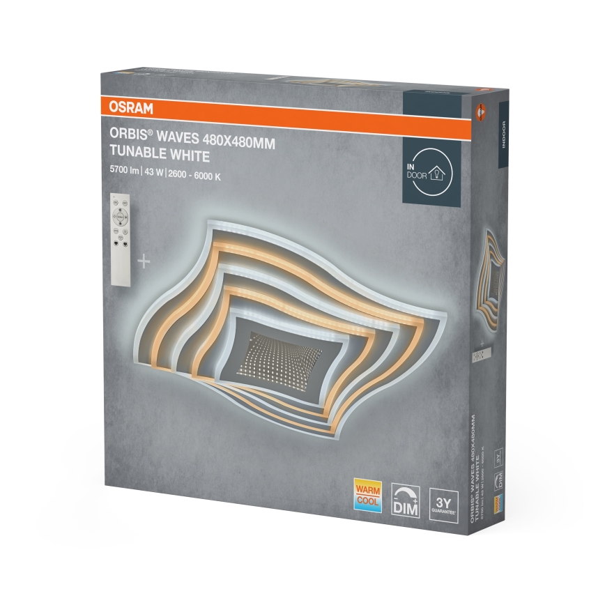 Osram - LED hämardatav laevalgusti ORBIS WAVES LED/43W/230V 2600-6000K 48x48 cm valge + kaugjuhtimispult