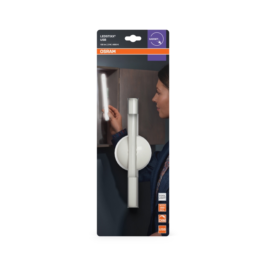 Osram - LED hämardatav laetav orientatsioonivalgusti LEDSTIXX LED/2W/5V CRI 90 IP44 valge