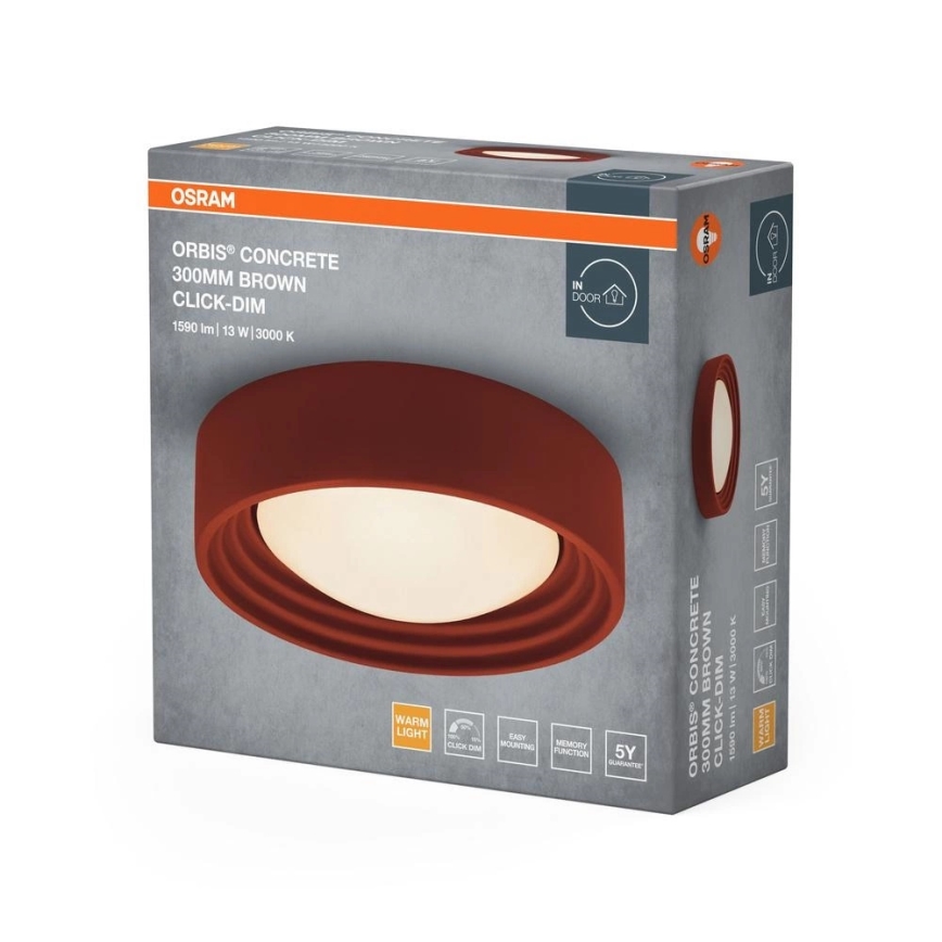 Osram - LED-hämardatav laelamp ORBIS CONCRETE LED/13W/230V, läbimõõt 30 cm, pruun/betoon