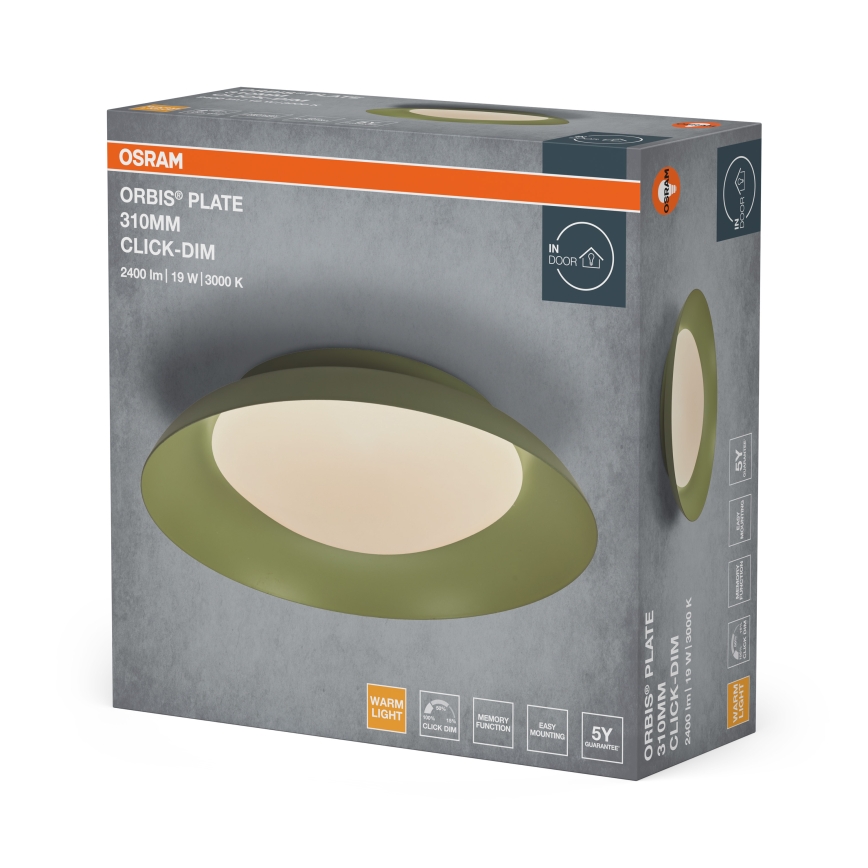 Osram - LED hämardatav laevalgusti PLATE LED/19W/230V läbimõõt 31 cm roheline